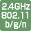 2.4GHz 802.11 b/g/n 